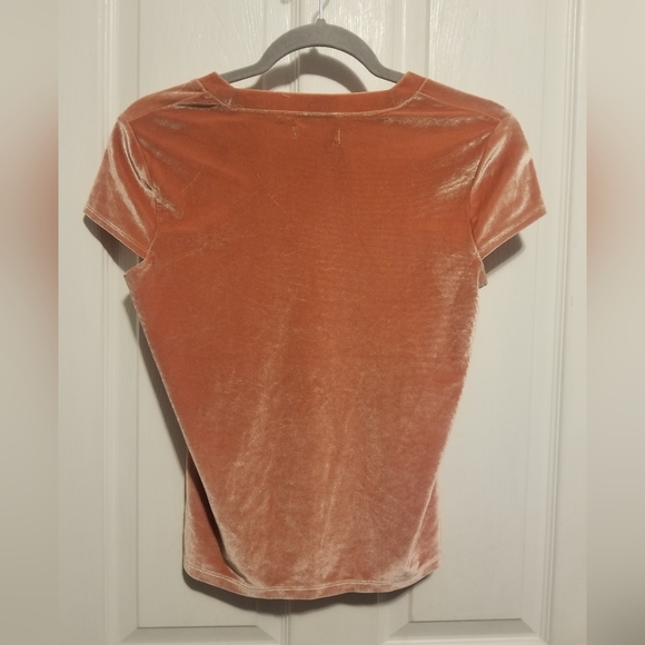 Madewell Rose/Blush Velvet Tee Shirt Size XS Color Orange - Picture 2 of 5